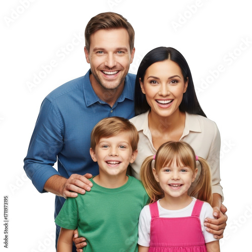 Wallpaper Mural Happy caucasian family of four smiling together isolated on transparent background Torontodigital.ca