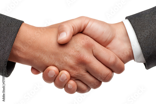 Cordial Business Handshake with hands in close-up, isolated on a transparent background.
