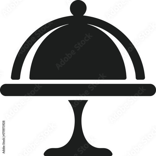 New Year Cloche Silhouette Vector - Festive Holiday Serving Dish Illustration