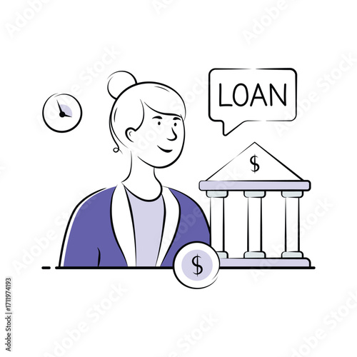 Beautifully designed hand drawn illustration of business loan