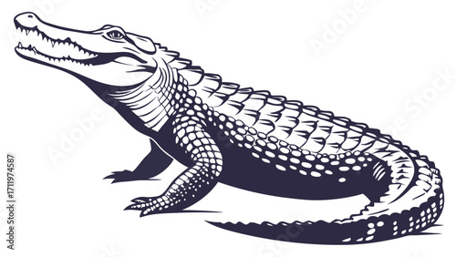 Stylized Alligator Illustration Reptile Graphic Wild Animal Design Vector Art Crocodile Silhouette Predator Image Nature Clipart Wildlife Art Exotic Animal Tropical Creature Fauna Illus.