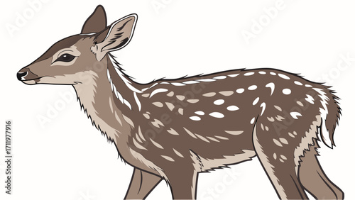 Illustration of a young spotted deer wildlife animal fawn nature forest woodland cute adorable wildlife photography animal illustration vector art graphic design kids children book.