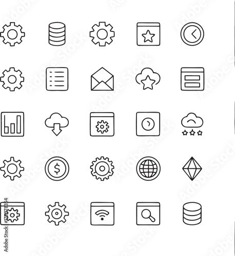 Line Icons Settings, Web, Cloud