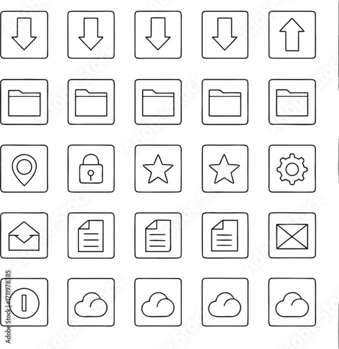 Set of Vector Icons for Download and Upload