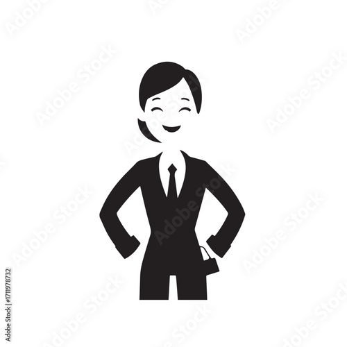 Beautiful Woman in Formal Dress Black and White Illustration Vector Art Design