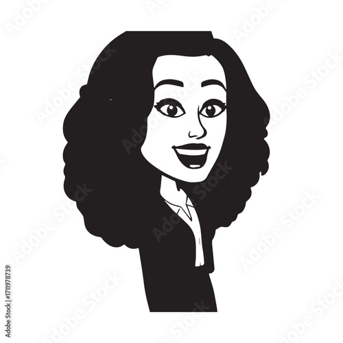 Beautiful Woman in Formal Dress Black and White Illustration Vector Art Design