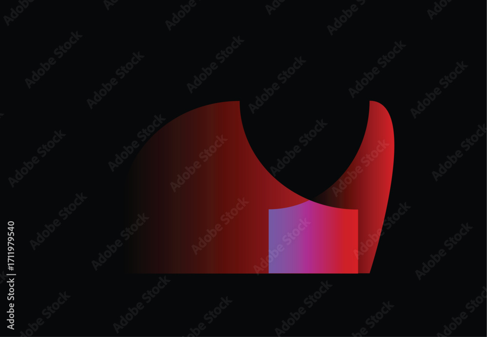 Fototapeta premium Abstract red and purple gradient shape on black background
