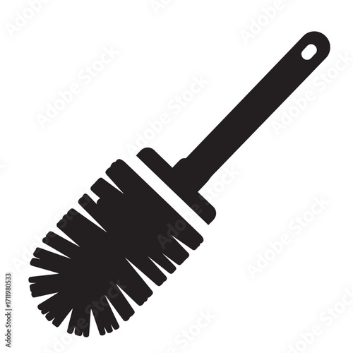 black and white silhouette of a toilet brush vector on a white background