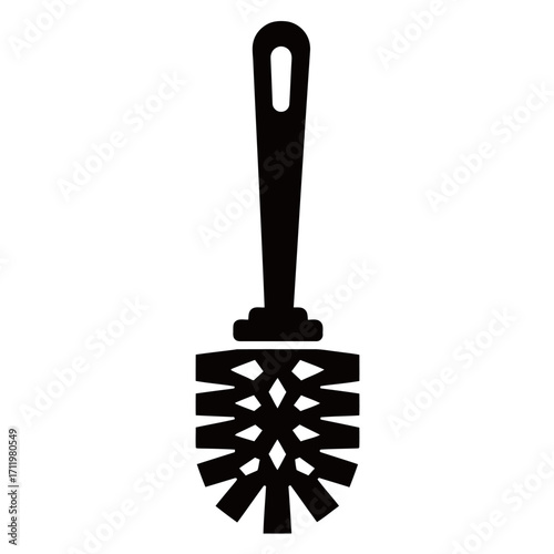 black and white silhouette of a toilet brush vector on a white background