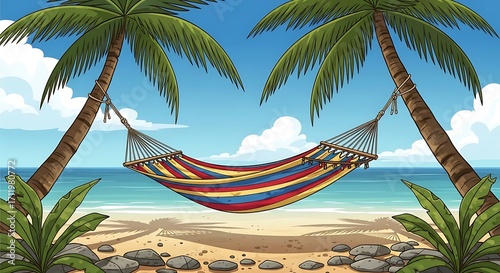 Wallpaper Mural Tropical Beach Hammock. Torontodigital.ca