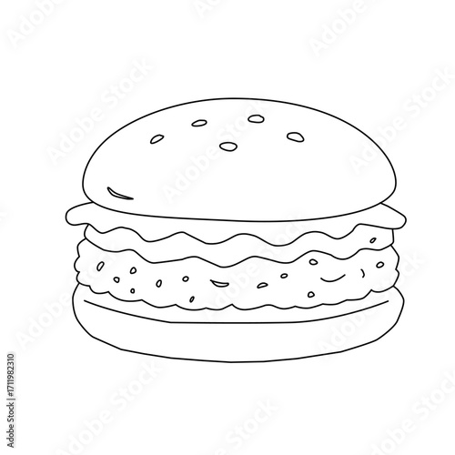 doodle burger pattern background. doodle fast food burger seamless pattern background. seamless pattern of hamburger in doodle style. Seamless Pattern of a Cheese Burger. Burger with stick. 