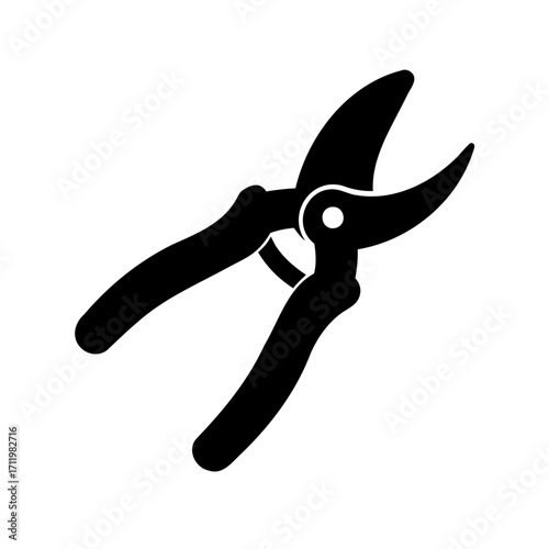 Silhouette of pruning shears, an essential tool for garden maintenance and landscaping