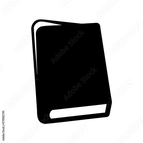Black and white simplistic illustration of a closed book with blank cover