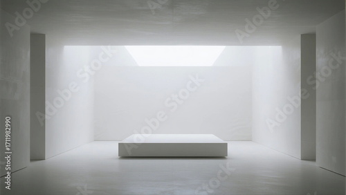 Wallpaper Mural Minimalist white room with a platform and natural light from above Torontodigital.ca