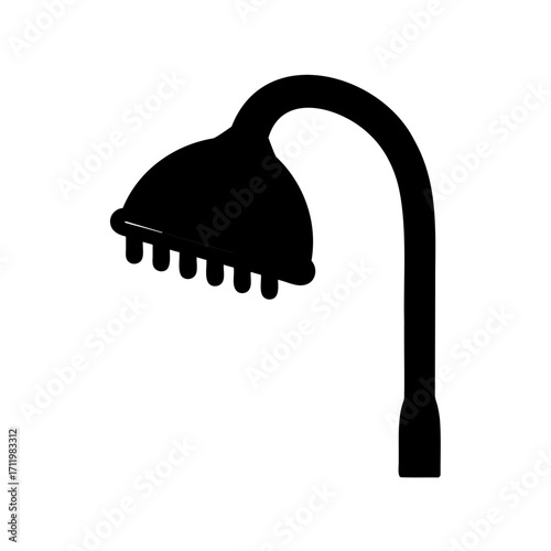 Silhouette illustration of a shower head, simple design on a white background