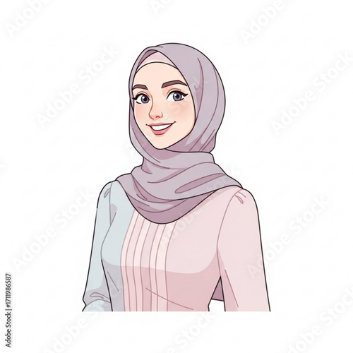 Illustration of young muslim woman wearing a hijab