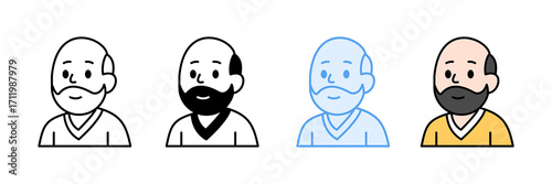 Elderly Man Smile Icon Set Multiple Style Collection