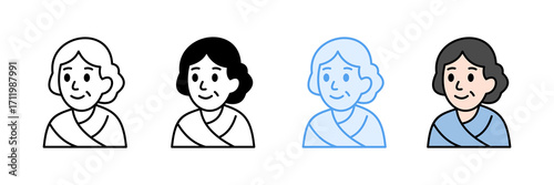 Elderly Woman Icon Set Multiple Style Collection