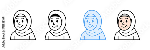 Elderly Woman Cooking Icon Set Multiple Style Collection