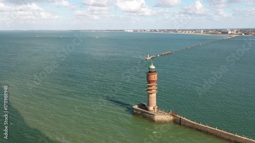 Drone Footage of Saint-Pol Lighthouse and Dunkirk Coastline