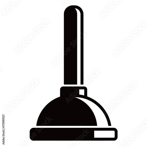 black and white silhouette of a Plunger vector on a white background