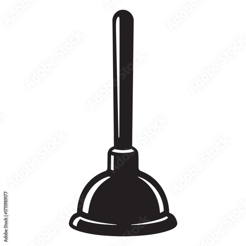 black and white silhouette of a Plunger vector on a white background