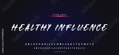 Lettering font isolated on black background. Texture alphabet in street art and graffiti style. Grunge and dirty effect. Vector brush letters.