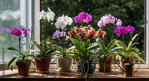 Wallpaper Mural Orchids on windowsill. Torontodigital.ca