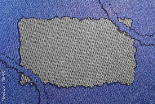 Blue and Grey Fabric Texture Frame with Torn Rough Edges - Abstract Textile Background.