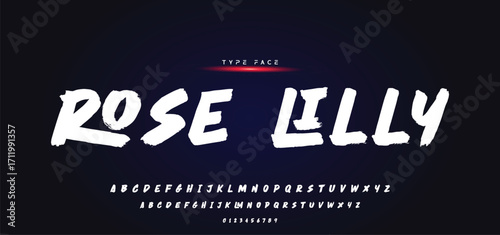 Lettering font isolated on black background. Texture alphabet in street art and graffiti style. Grunge and dirty effect. Vector brush letters.