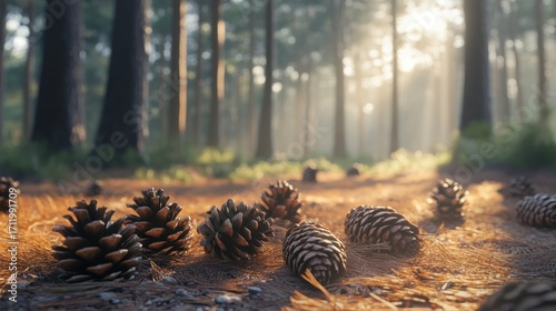 Wallpaper Mural Sunlit Pine Cones Forest Floor Torontodigital.ca