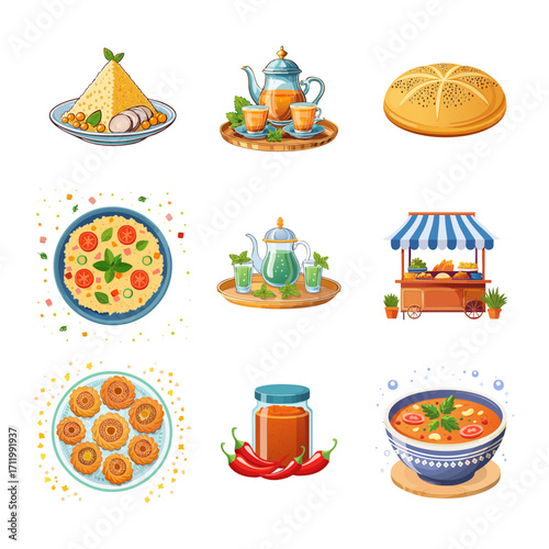 Moroccan Food Set Illustration