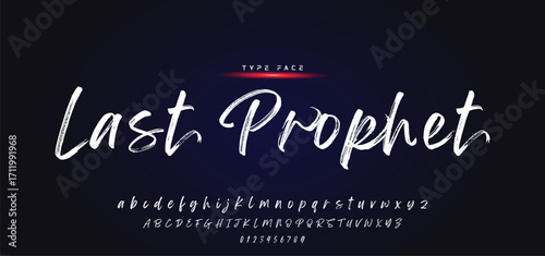 Lettering font isolated on black background. Texture alphabet in street art and graffiti style. Grunge and dirty effect. Vector brush letters.