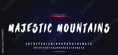 Lettering font isolated on black background. Texture alphabet in street art and graffiti style. Grunge and dirty effect. Vector brush letters.