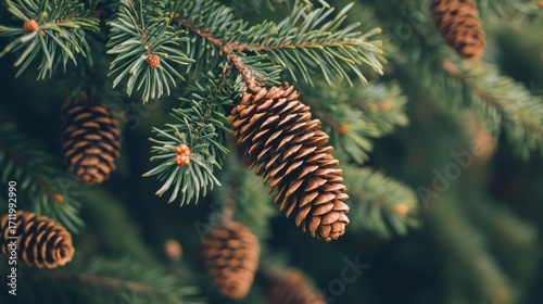 Wallpaper Mural Close-up of Pine Cones on Evergreen Branches Torontodigital.ca