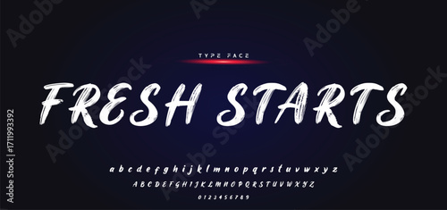 Lettering font isolated on black background. Texture alphabet in street art and graffiti style. Grunge and dirty effect. Vector brush letters.