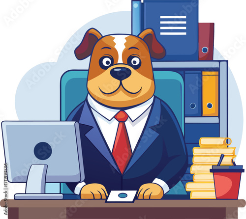 Cartoon illustration of a muscular bulldog with a tough expression