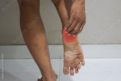 pain in the foot. Massage of male feet. pedicures