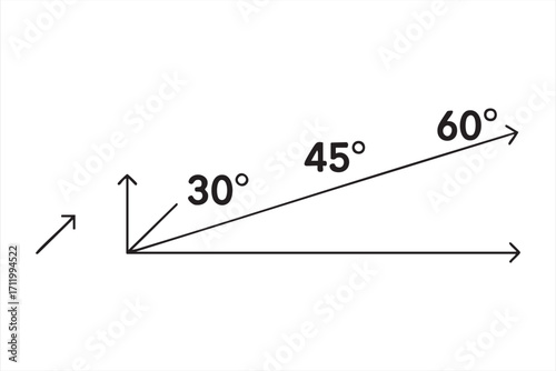 Academic vector illustration of triangle angle measurements for geometry projects