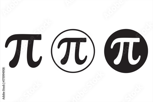 Creative vector pack of pi icons for equations, formulas, and learning themes