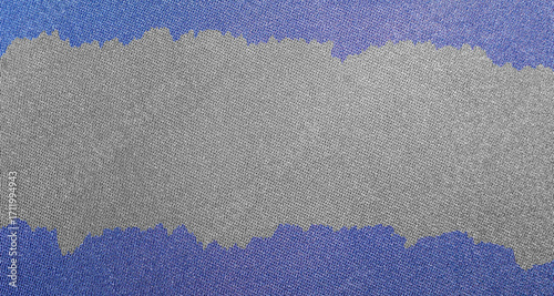 Blue and Grey Fabric Texture Frame with Torn Rough Edges - Abstract Textile Background.