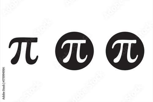 Vector set of pi symbols in black and white for math and education projects