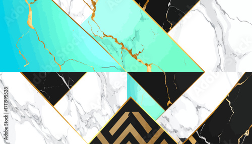 Geometric Marble and Teal Abstract Background.