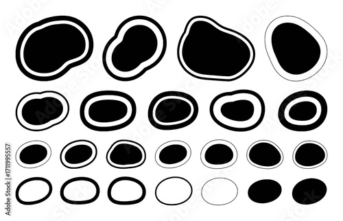 Collection of Abstract Organic Shapes and Outlines in Black and White