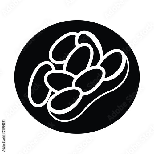White Beans Icon Simple Flat Vector
