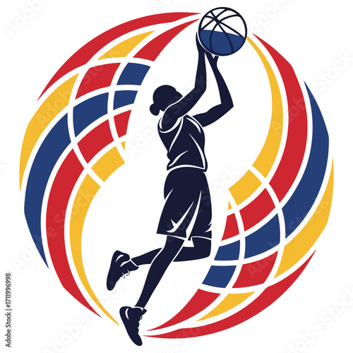 Basketball Logo Prompt – Slam Dunk Vector Emblem with Abstract Motion Design. Basketball vector , Basketball design, Basketball logo, Basketball concept, Basketball template, Basketball art.