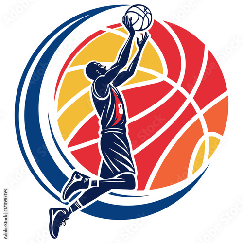 Basketball Logo Prompt – Slam Dunk Vector Emblem with Abstract Motion Design. Basketball vector , Basketball design, Basketball logo, Basketball concept, Basketball template, Basketball art.