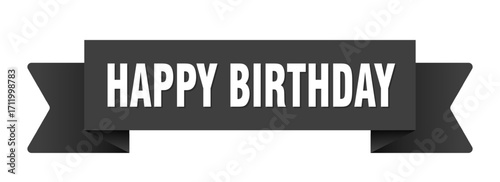 happy birthday ribbon isolated on transparent background. happy birthday ribbon