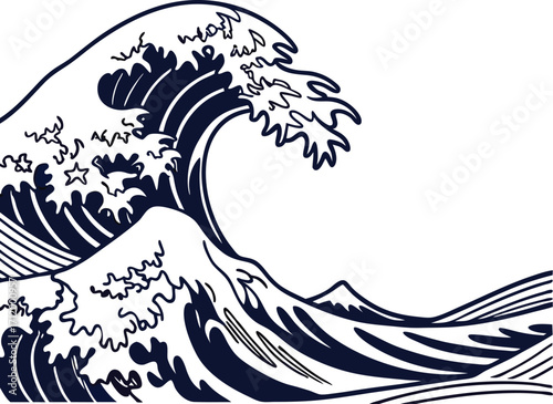 Dynamic ocean wave design, powerfully stylized for impactful branding or seaside themed promotions