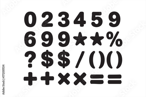 Mathematical operations and number vector set for school and creative backgrounds